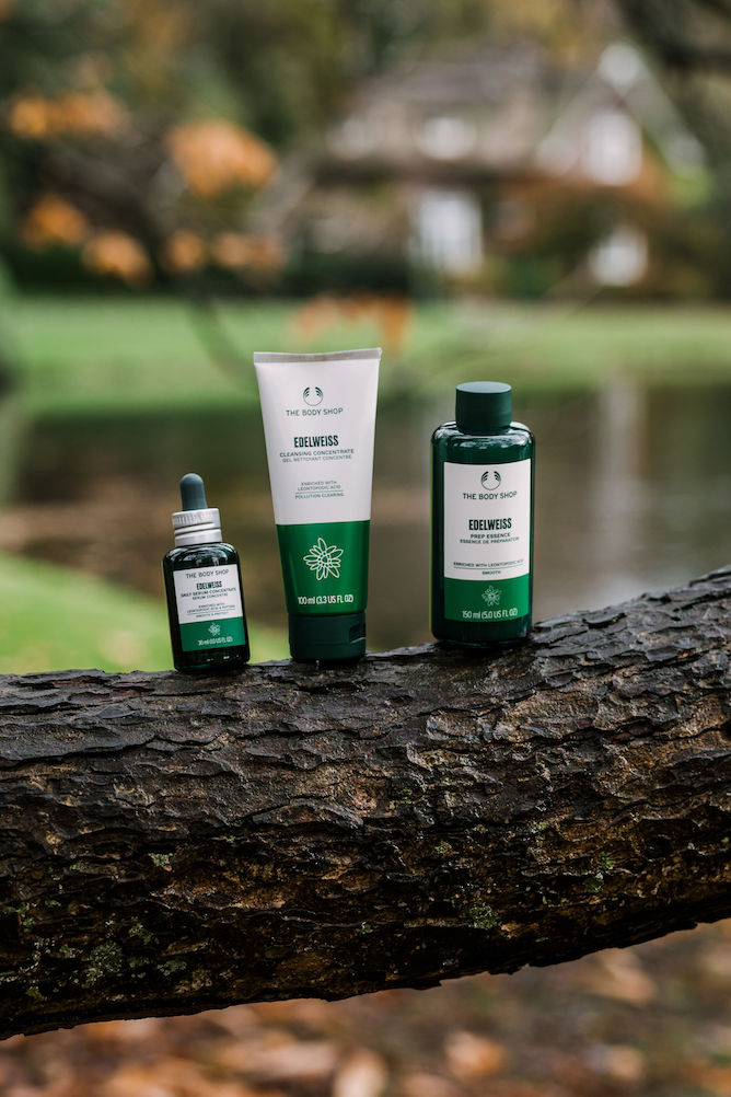 The Body shop Find Your Resilience edelweiss skincare routine